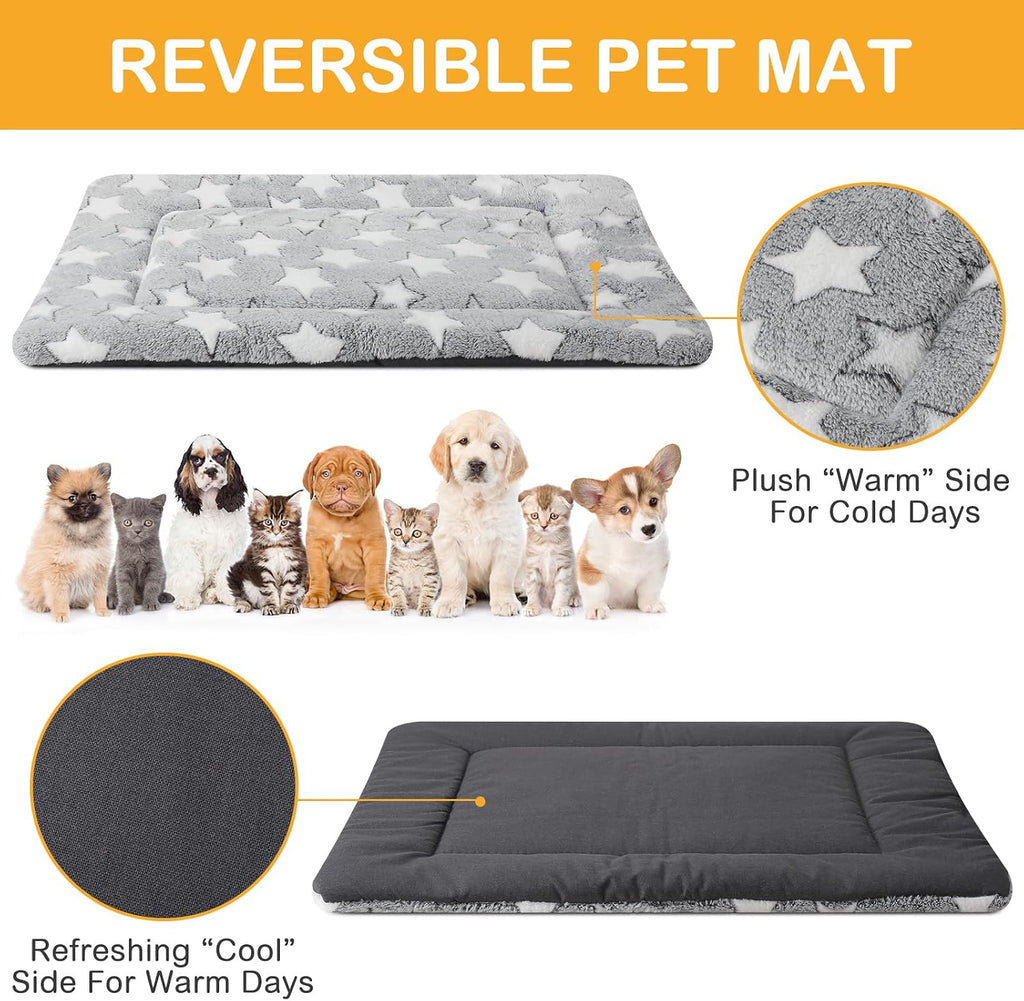 VitalCozy 4 Pcs Dog Crate Pads Soft Warm.18 x 24 x 1.6 Inch.Star.Gray