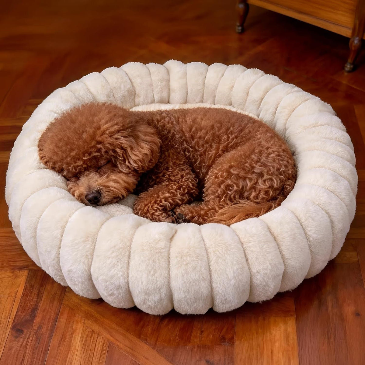 Vhen When Donut Small Dog Bed Round Calming Kitten & Puppy Bed