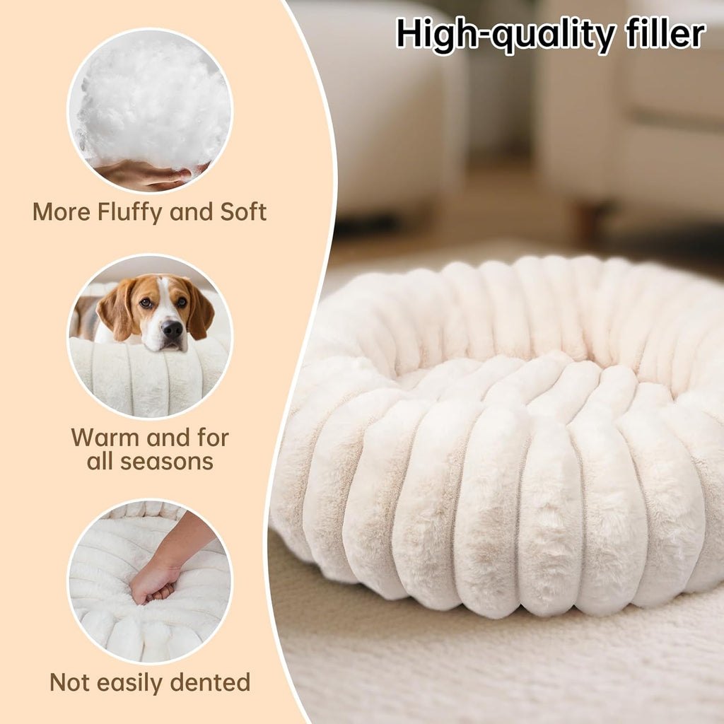 Vhen When Donut Small Dog Bed Round Calming Kitten & Puppy Bed