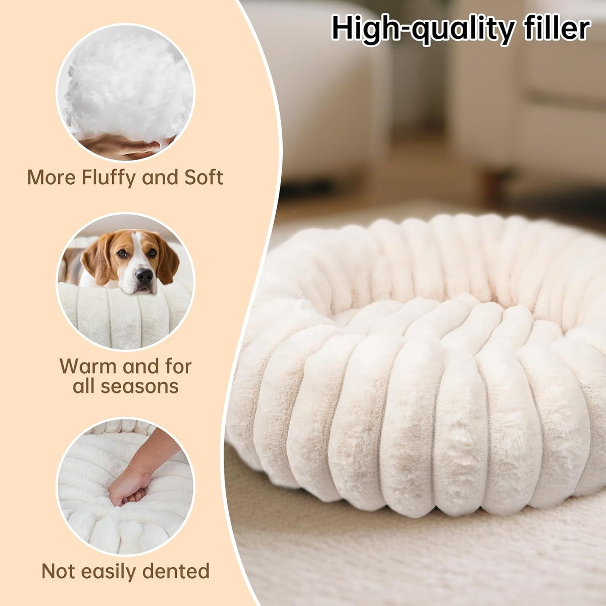 Vhen When Donut Small Dog Bed Round Calming Kitten & Puppy Bed