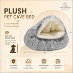 ShinHye Cat Bed Round Plush Fluffy Hooded Cat Bed Cave