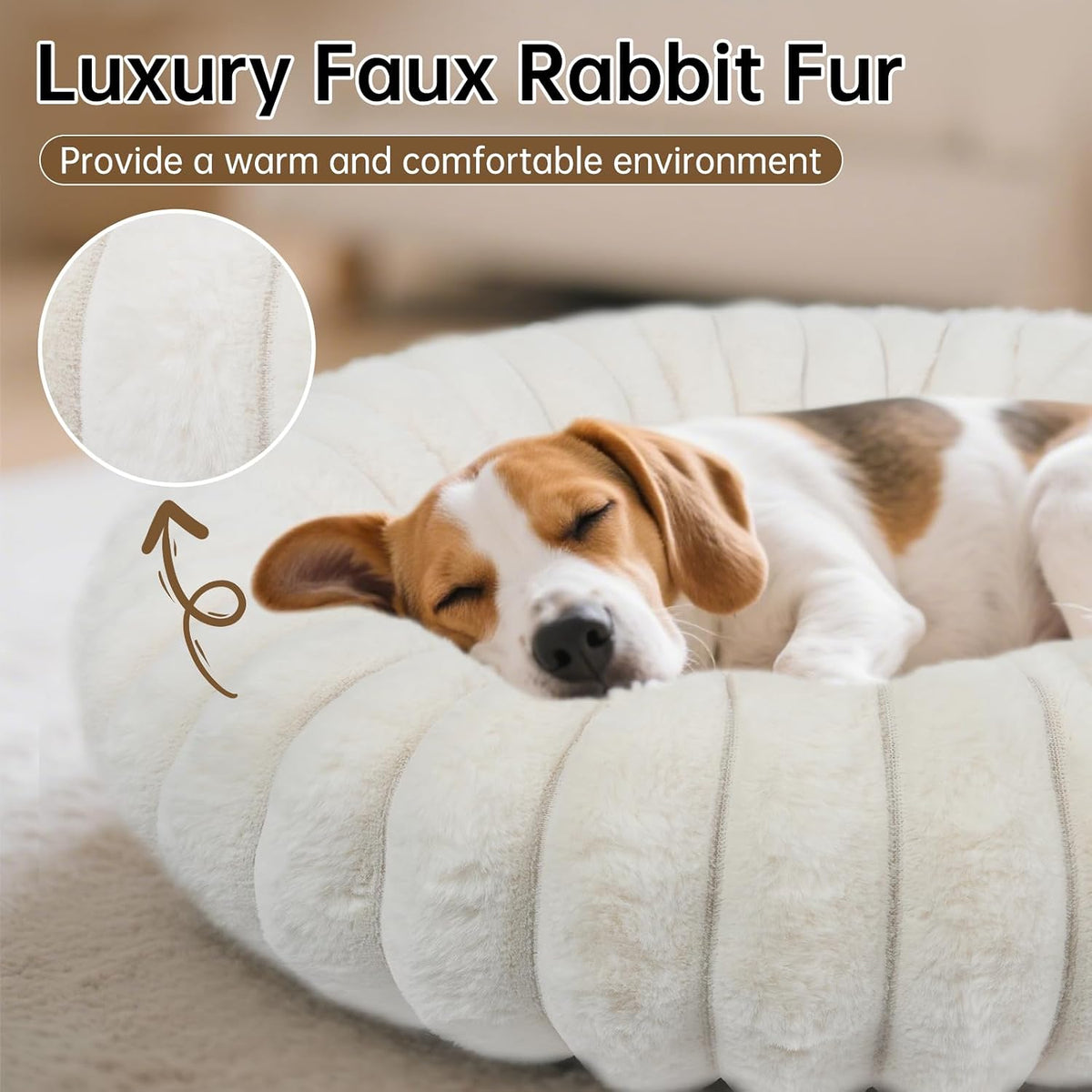 Vhen When Donut Small Dog Bed Round Calming Kitten & Puppy Bed