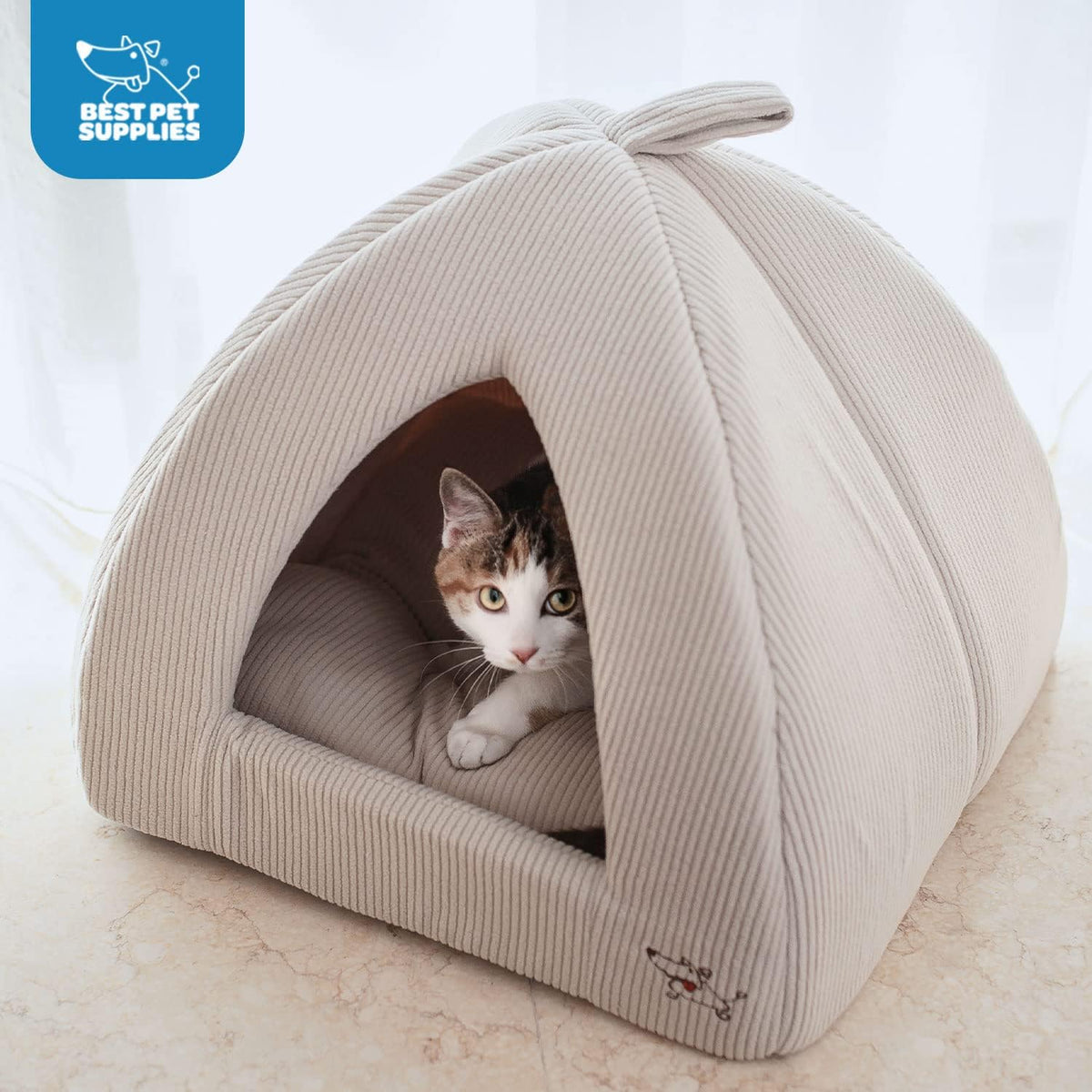 Best Pet Supplies Cat Bed for Indoor Cat. Domed Tent House with Removable Pillow