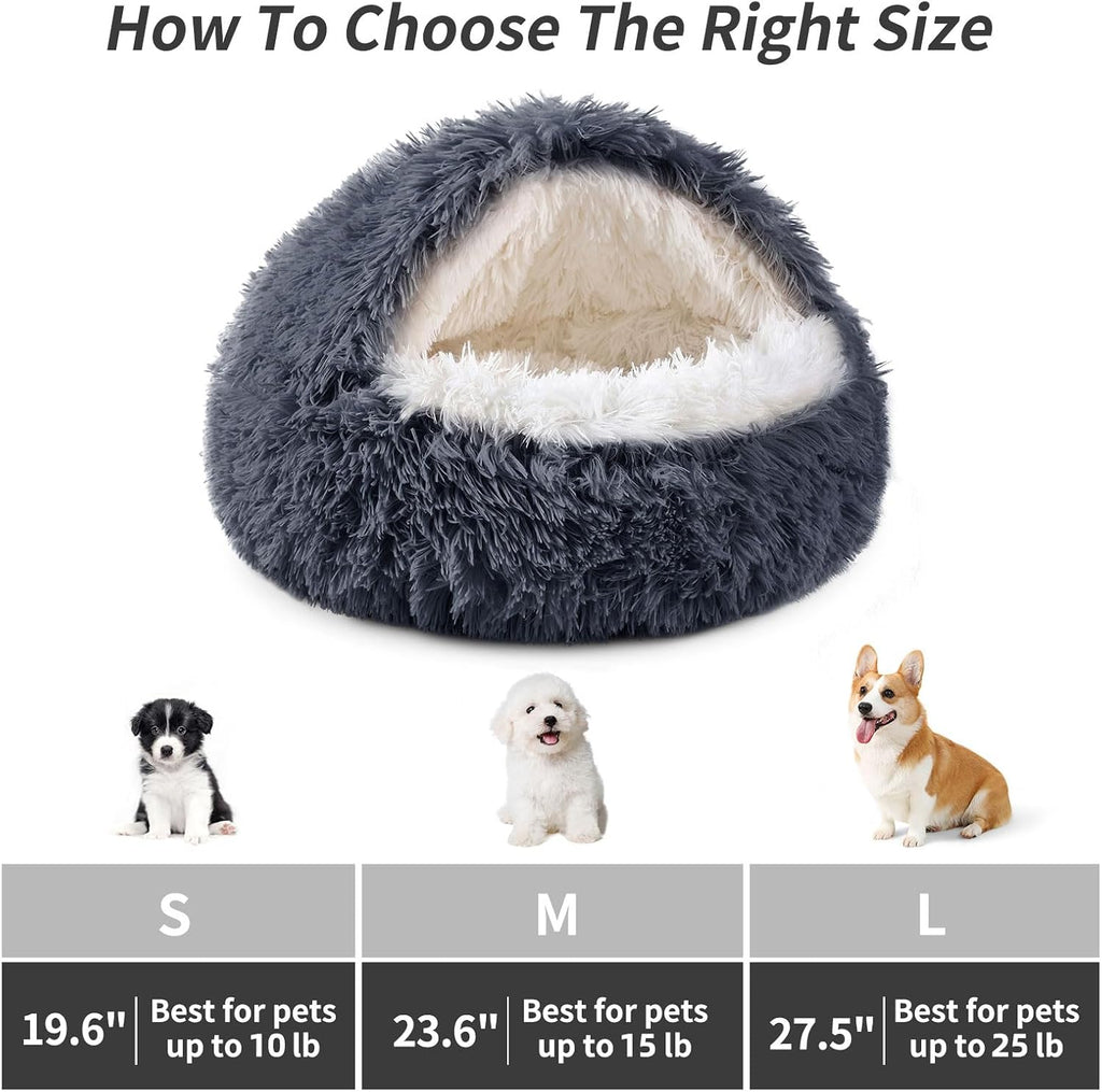 Hooded Donut Dog Bed. Self-Warming Cat Cave for Puppies & Kittens?