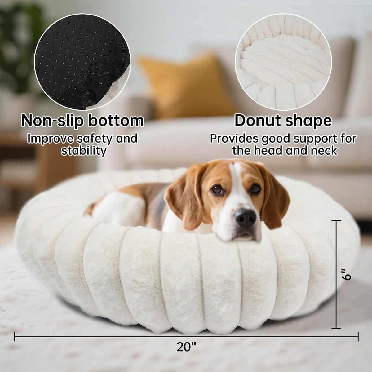 Vhen When Donut Small Dog Bed Round Calming Kitten & Puppy Bed