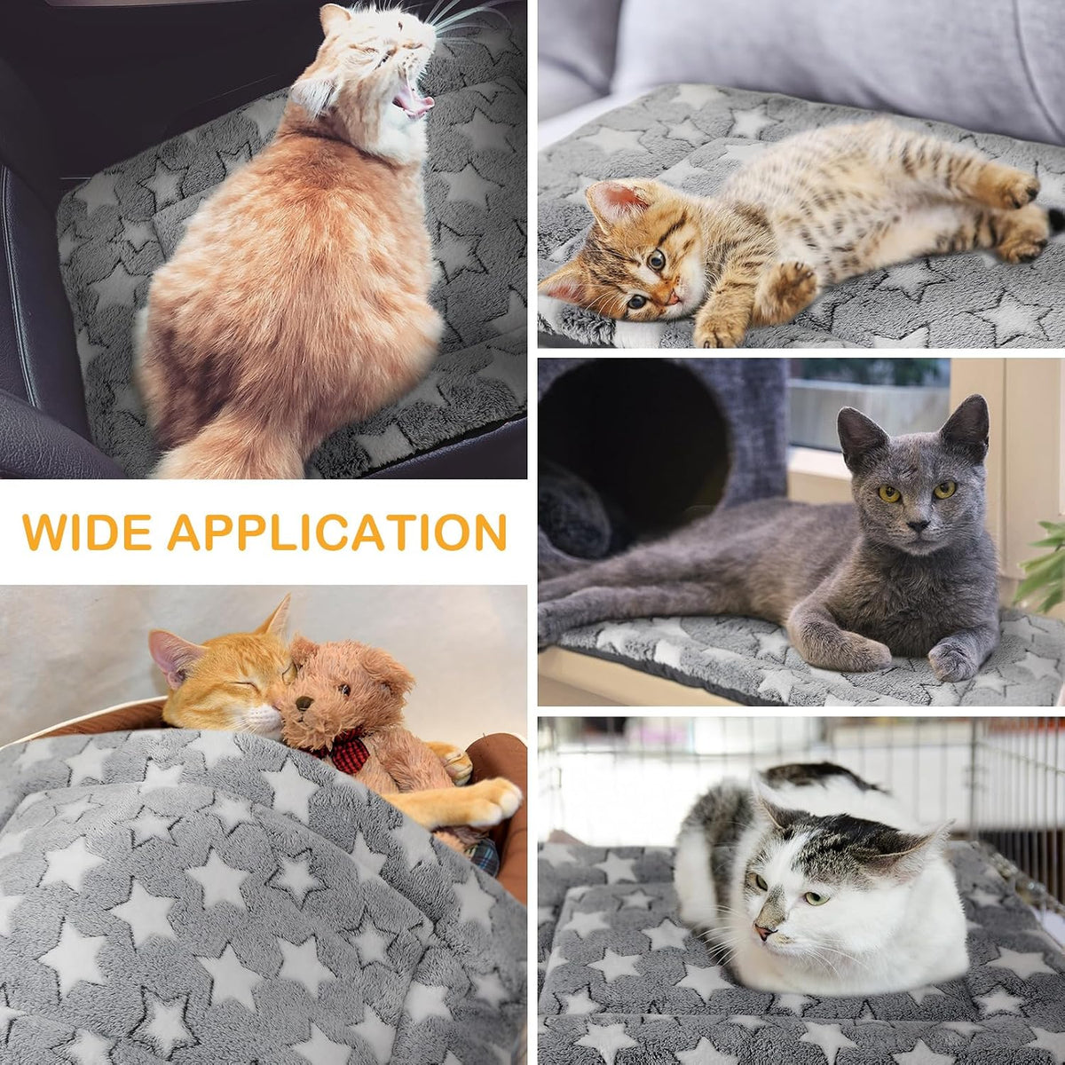 VitalCozy 4 Pcs Dog Crate Pads Soft Warm.18 x 24 x 1.6 Inch.Star.Gray