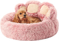Jiupety Paw Shape Calming Pet Bed. Plush Faux Fur Donut Bed for Dogs & Cats