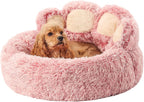 Jiupety Paw Shape Calming Pet Bed. Plush Faux Fur Donut Bed for Dogs & Cats