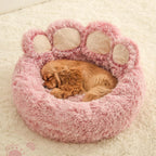 Jiupety Paw Shape Calming Pet Bed. Plush Faux Fur Donut Bed for Dogs & Cats