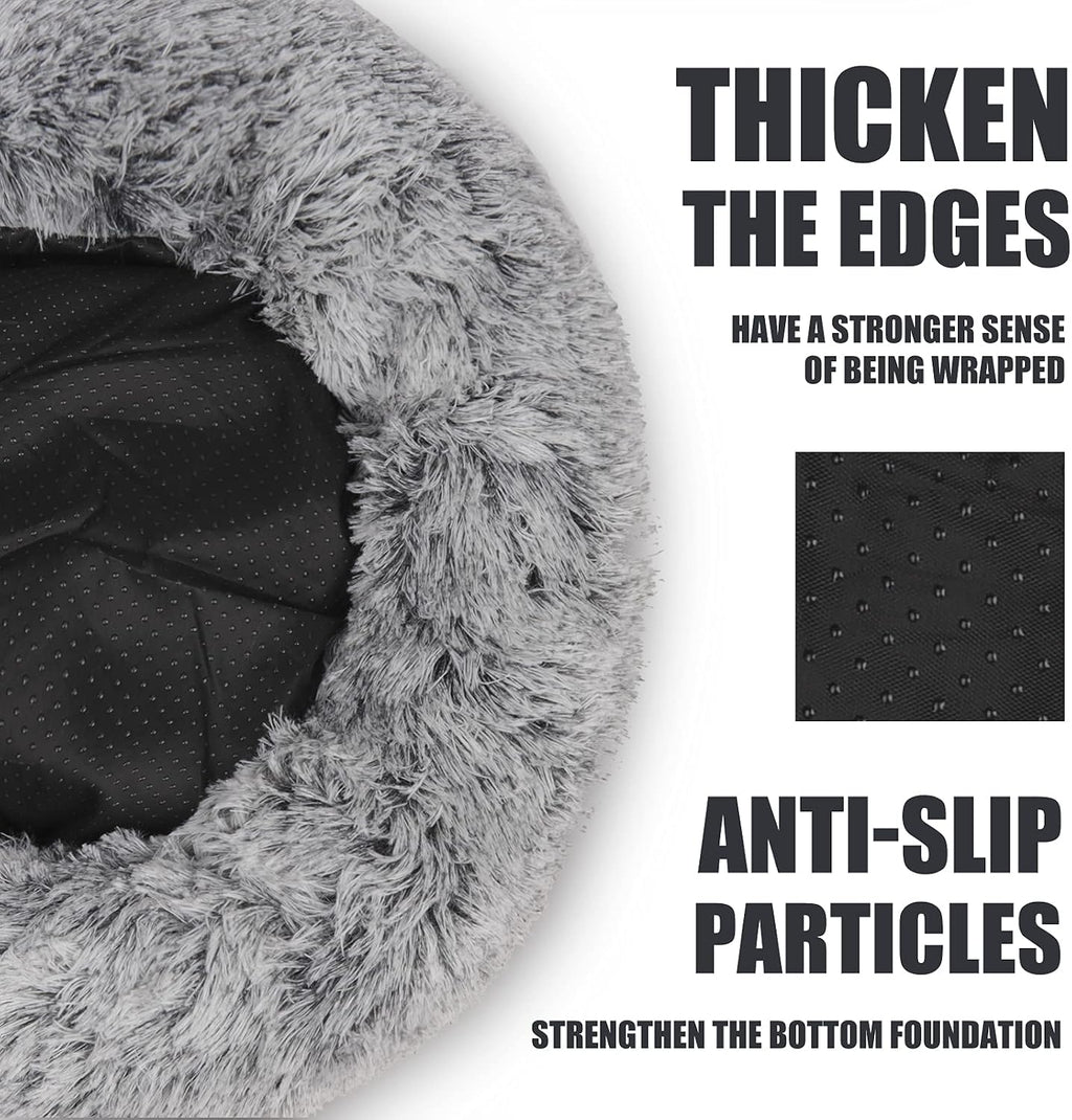 ShinHye Cat Bed Round Plush Fluffy Hooded Cat Bed Cave